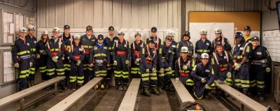 students in mining gear