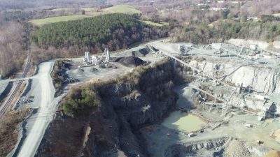 aerial drone photo of Charlottesville quarry taken by baxter jones