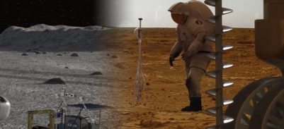 NASA image of lunar and martian surfaces