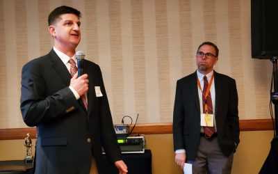 Phillip Saunders addresses the guests and attendees at the department Alumni Reception at the SME Expo and Conference in Phoenix.