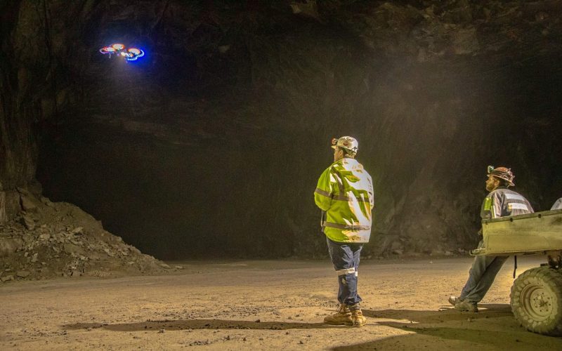 Mining engineers use drone to inspect underground operation
