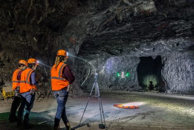 Mining researchers test autonomous drone technology in an underground mine. Photo by Richard Bishop.